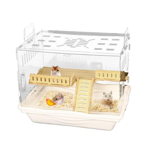 Clear Hamster Cage, Transparent Small Pet Home, Breathable Ventilated Design, Spacious Habitat for Gerbils Mice Families, Pet Lovers, 37x30x28cm Wood Transparent von mivceklw