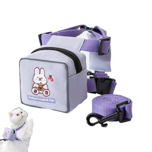 Dog Backpack Harness, Cartoon Dog Back Pack, verstellbare Haustiergurte, bunte Puppy Harness mit vielseitiger Funktionalität und Charming Design für Reisen und Abenteuer, 1 Stück von mivceklw