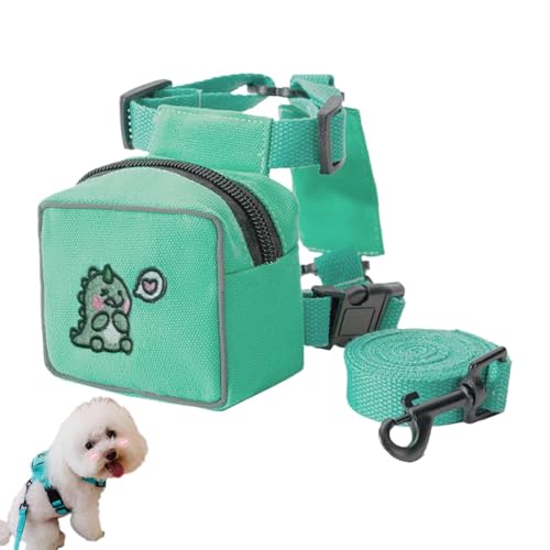 Dog Backpack Harness, Cartoon Dog Back Pack, verstellbare Haustiergurte, bunte Puppy Harness mit vielseitiger Funktionalität und Charming Design für Reisen und Abenteuer, 1 Stück von mivceklw