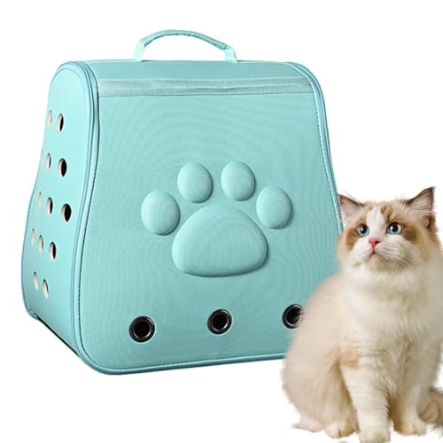 💖 Entzückendes Design Cat Transport Carrier, zusammenklappbarer Haustiertransportkorb, Sturdy Pet Carrier, dekorativer Haustierkäfig 42 x 38 x 27 cm für mittelgroße Hunde, kleine Katzen, Blau, Khaki, von mivceklw