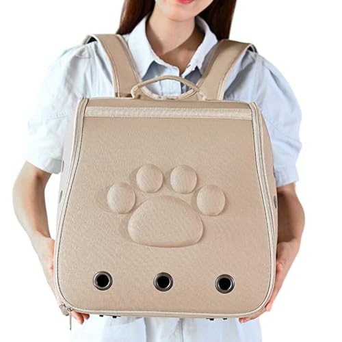 💖 Entzückendes Design Cat Transport Carrier, zusammenklappbarer Haustiertransportkorb, Sturdy Pet Carrier, dekorativer Haustierkäfig 42 x 38 x 27 cm für mittelgroße Hunde, kleine Katzen, Blau, Khaki, von mivceklw