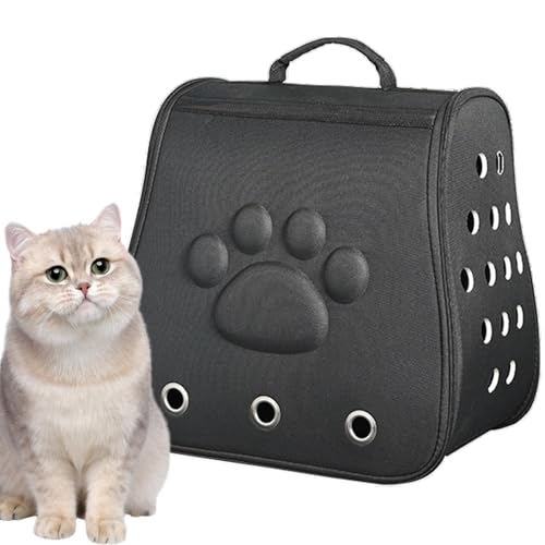 💖 Entzückendes Design Cat Transport Carrier, zusammenklappbarer Haustiertransportkorb, Sturdy Pet Carrier, dekorativer Haustierkäfig 42 x 38 x 27 cm für mittelgroße Hunde, kleine Katzen, Blau, Khaki, von mivceklw