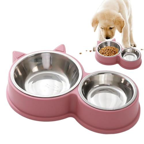 -Haustier-Bowls, rutschfestes Katzen- -Design, Wasserfeeder, dickflüssig, spritzwassergeschützt, robust, für Welpen im Innen- und Außenbereich, 30 x 14 x 5 cm, Grün / Pink von mivceklw