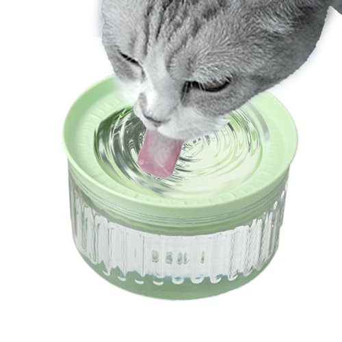 Large Cat Water Bowl, 1800 ml Spill-Proof Pet Water Dispenser, abnehmbares Slow Drinking Feeder, Non-Slip Pet Waterer, für Katzen und Hunde, 19 x 19 x 11 cm, Gelbgrün von mivceklw