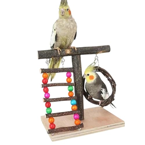 Parrot Play Stand, Natural Wood Parrot Perch, Bird Perch Birdcage Stand, Wood Tabletop Parrot Perch, Cage Accessories for Parrotlets, Parrot Stand for Play, Wooden Bird Perch for Cage von mivceklw