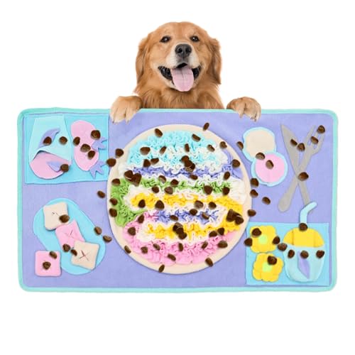 Snuffle Feeding Mat, Pet Feeding Mats, Portable Anti-Slip Feeding Mat, Interactive Nose Training Pad, Smell Training Sniffing Pad 27.6x15.7x0.79 Inches for Dogs (Green, Purple) von mivceklw