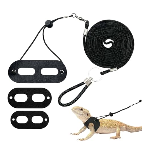 Verstellbare Lizard Harness mit weicher Lederrolle, Ausflugsschutz für Reptilien, 3 Größen Optionen für Lizards und Reptilien, bequem und sicher für den Außenbereich, Haustiere für Spaziergänge von mivceklw