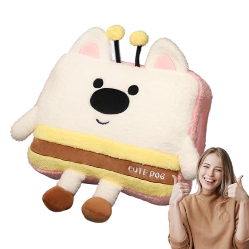 mivceklw Bee Dog Plüschkissen, niedliches Plüschtier, süßes Plüschtier, niedliches Hugging Pillow, Cartoon-Puppe, für Kinder und Erwachsene, 40 x 15 x 30 cm, Weiß Braun von mivceklw