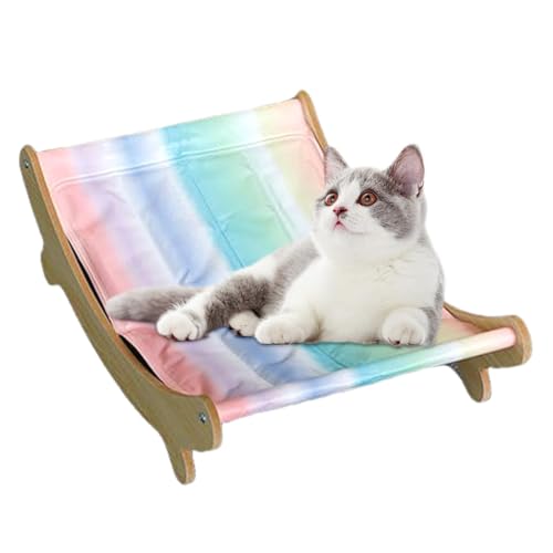 mivceklw Cat Lounge Chair, Elevated Cat Bed, Cooling Kitten Hammock, Wooden Pet Lounger with Easy to Assemble and Clean Design for Indoor Lounging, or Outdoor Relaxation, 1 Piece von mivceklw