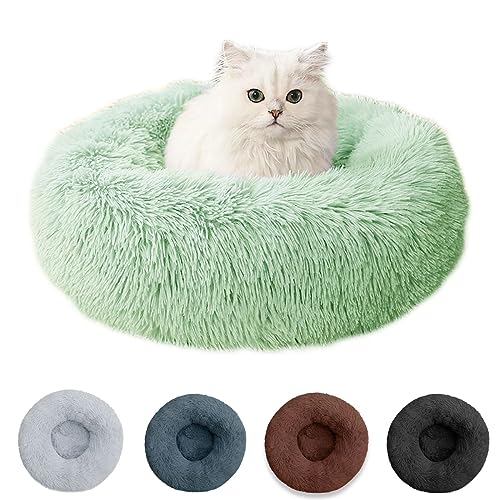 mixed24 Plüsch Donut Hundebett Katzenbett Kuschelbett Haustierbett Kissen Bett Hundekissen Rund Weich (40cm, Braun) von mixed24