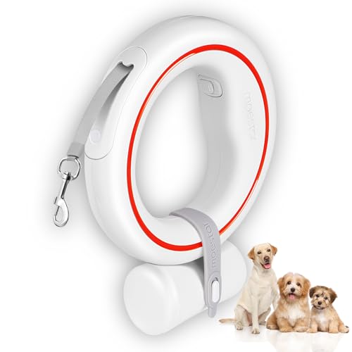 moestar Einziehbare Hundeleine Hände Frei Hundeleine Ausziehbar 360° Tangle Free Rollleine mit Hundekotbeutel-Halter 3m/10ft für Mittlere Kleine Hunde(Rot) von moestar