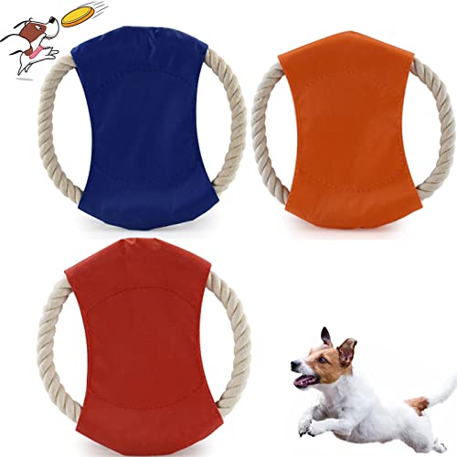 mohito Hund Fliegende Scheibe 3PCS Haustier Frisbee Reine Baumwolle Ungiftig und geschmacklos Hundespielzeug Frisbee Scheibe Hund Haustier Frisbee für Hundetraining Blau Gelb Rot von mohito