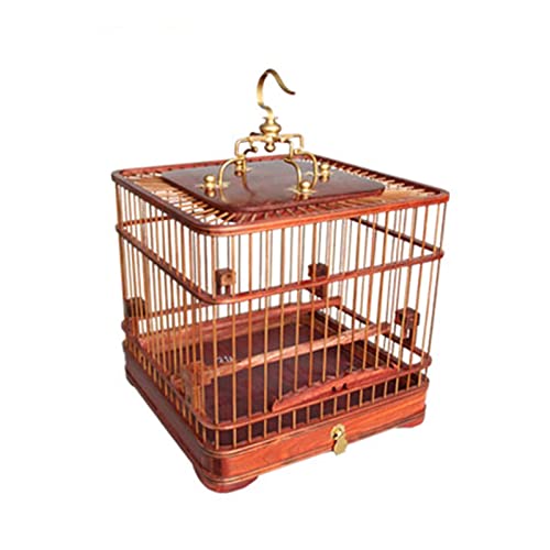 Vogelkäfige Retro Stil Holz Birdcage Klassische Quadrat Geschnitzte Vogel Träger Gartenarbeit Dekoration for Xuanfeng Kanarische Liebe Vogel Zuchtkäfig Käfig für Papageiensittiche ( Color : A ) von moisture