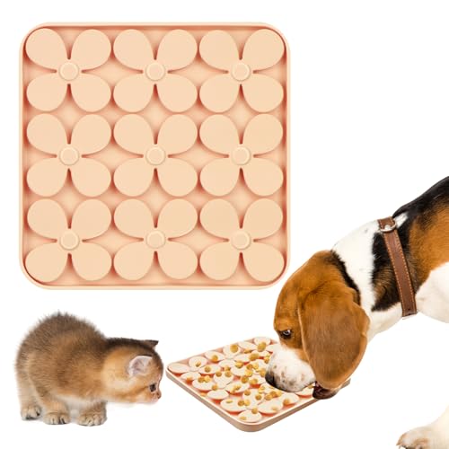 Katzenfutternapf Silikon, Hundefressnäpfe Slow, Leckmatte Hund Klein, Anti Schling Napf Katze, Hundeschüssel Langsame, Schleckmatte Hund mit Saugnäpfen, Dog Bowl Spielzeug, Schleckmatte Beige, 1 pcs von momgyaamz