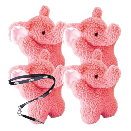 Bundle of Pet Training Stainless Steel Clicker WHI, and Cuddly Berber Baby Elephant Dog Toys, Pink, 4 Stück von moofin