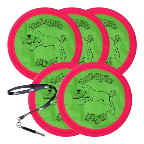 Set aus tragbarem, faltbarem Silikon-Futternapf – 13 x und Petmate Tail-Spin Flyer Schwimmender Hundefrisbee 3, 5 Stück von moofin