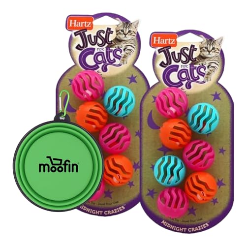 Set aus tragbarem, faltbarem Silikon-Futternapf – 13 x und nur für Katzen Midnight Crazies Katzenspielzeugbälle – sortiert, 2 Stück von moofin