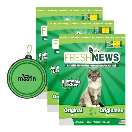 Set aus tragbarem, faltbarem Silikonnapf – 13 x und 1,8 kg Papier-Katzenstreu, 3 Stück von moofin