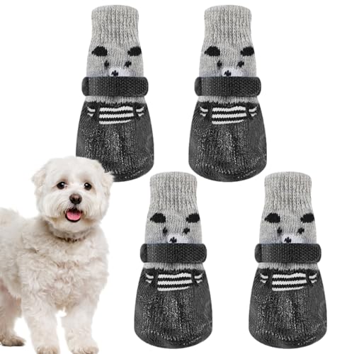 Warme Hundeschuhe, rutschfeste Hundesocken | Atmungsaktive Anti-Rutsch-Hundeschuhe | Weiche Haustiersocken für Hartholzböden, Teppiche, Sofas, verschleißfeste Hundeschuhe zum Schutz der Pfoten Moonyan von moonyan