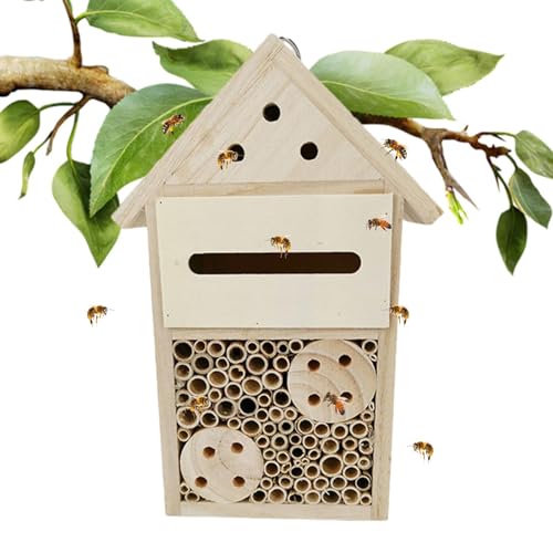 moonyan Bienenhaus aus Holz, Bienenhäuser für den Garten - Naturholz-Maurer-Bienenkasten,Bees Wild Pollinator Hotel, Outdoor Garden Bee Hotel, stilvolle und robuste Gartendekoration für friedliche von moonyan