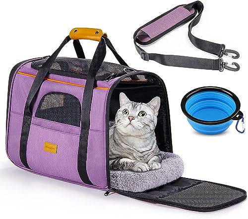 Morpilot Faltbare Hundetragetasche Katzentragetasche, Haustiertragetasche, Transporttasche Transportbox Polyestertuch, mit Schultergurt und Faltbare Hundenapf für Hunden oder Katzen von morpilot
