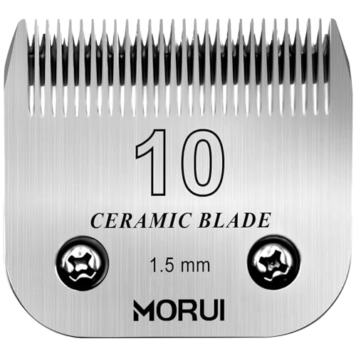 morui 10 Schnittlänge, 1,5 mm, abnehmbare Keramik-Klingen für Haustiere, kompatibel mit den meisten Andis, Oster A5 Wahl KM Series Schermaschinen von morui