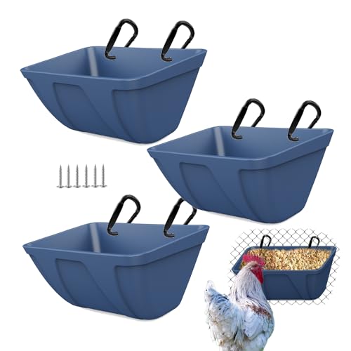 mozoba Hängender Hühner-Futtertrog für Ziegen, Schafe, Hirsch, Geflügel, Ente, Huhn, Zaun, Vieh, Futterbehälter, Ziegenbedarf, Futterspender Waterer Bucket (Dunkelblau) von mozoba