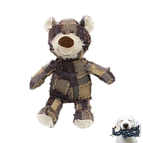 mugeleen Bear Dog Toy, Indestructible Robust Bear for Heavy Chewers, Beggar Bär Haustier-Spielzeug, Unzerbrechliches Plüsch-Hundespielzeug, Bissfest Squeaky Dog Toys (22x15cm, Lila) von mugeleen