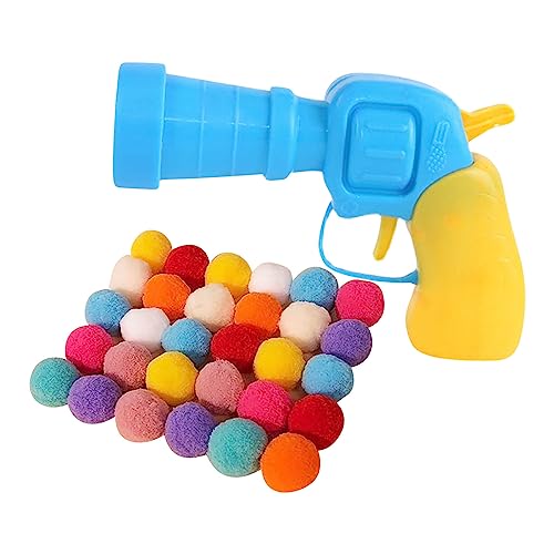 mugeleen Interaktives Launch-Training Katzen Spielzeug, Cat Toy Ball Launcher, Kreatives Bälle und Werfer Set für Haustier, Geräuschloser Stretch-Plüschball-Spielzeug (30 Bälle-Set) von mugeleen