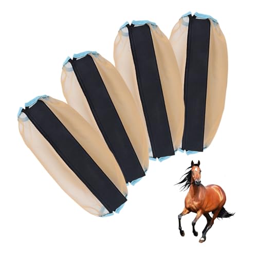 4 Stück Horse Fly Boots,Atmungsaktive Feinmaschige Fliegengamaschen Fliegenstiefel für Pferde,Mückenschutzgamaschen Klettverschluss Pferde Zubehör zur Linderung von Muskelermüdung bei Pferden von mumisuto