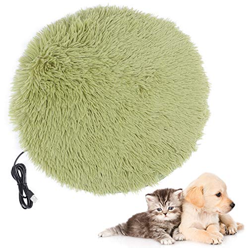 mumisuto Haustier-Heizkissen für Hunde und Katzen, Plüsch-Haustier-Heizkissen für kleine Hunde und Katzen, USB-Aufladung(Gras-Grün) von mumisuto