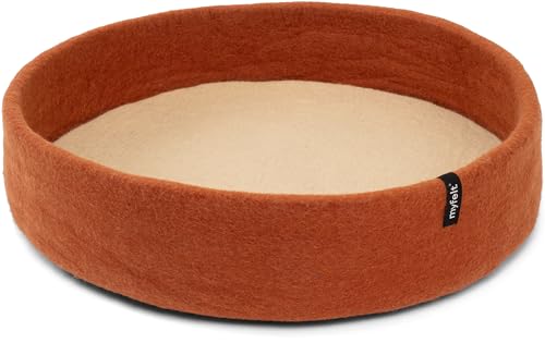 Lora Schurwolle-Hundekorb, Rostrot mit beigem Inlay, 60 x 16 cm von myfelt