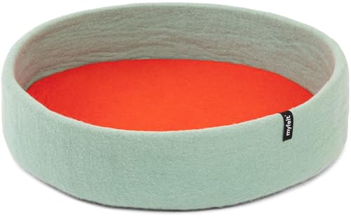 myfelt Fine Schurwolle-Hundekorb, Türkis mit rotorangem Inlay, 60 x 16 cm von myfelt