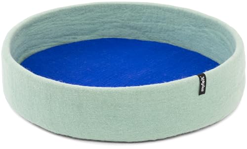 myfelt Fine Schurwolle-Hundekorb, Türkis mit royalblauem Inlay, 60 x 16 cm von myfelt