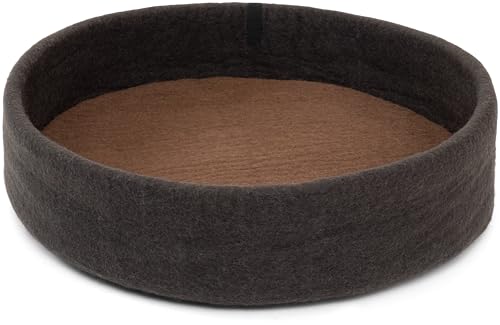 myfelt Kuno Schurwolle-Hundekorb, Anthrazit mit braunem Inlay, 60 x 16 cm von myfelt