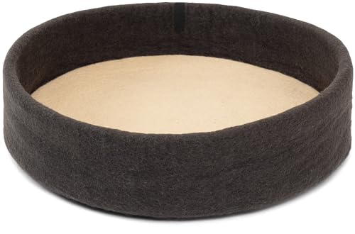 myfelt Kuno Schurwolle-Hundekorb, Anthrazit mit ockergelbem Inlay, 60 x 16 cm von myfelt