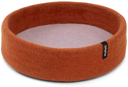 myfelt Lora Schurwolle-Hundekorb, Rostrot mit lavendelfarbenem Inlay, 40 x 13 cm von myfelt