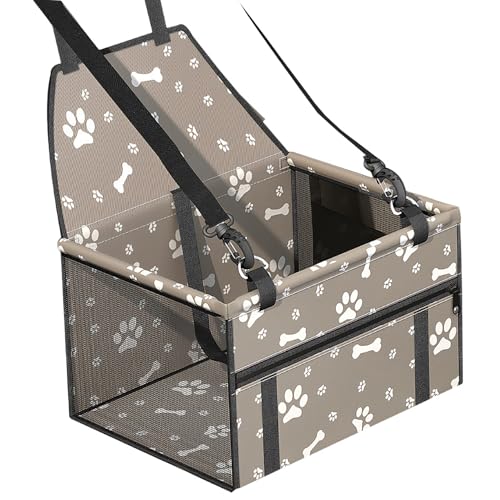 Mymai Faltbarer und wasserdichter Hunde-Autositz, Reisebox für Haustiere, strapazierfähiges Oxford-Gewebe, mit PVC-Stützrohren, für Hunde und Katzen bis 12 kg (Grau, 40x30x25cm) von mymai