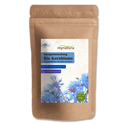 mynatura Kornblume Bio Saatgutmischung Kornblumen | Pflanzen | säen | Garten | Terrasse | Balkon | Bienen | Schmetterlinge | Artenschutz | Natur (1x4g) von mynatura