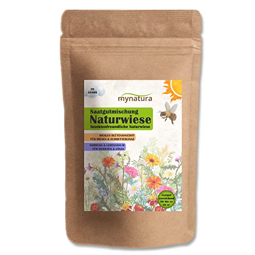 mynatura Saatgutmischung Naturwiese – Insektenfreundliche Naturwiese Wiese | Natur | natürlich | Garten | Saatgut | Saatgutmischung | Naturwiese | Lebewesen | Artenschutz (3x50g) von mynatura