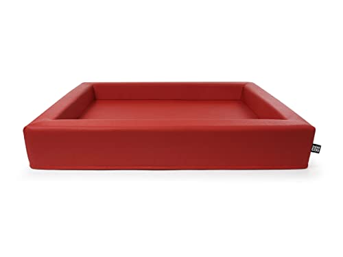 mypado Hundekorb Harko Premium, Kunstleder, Rot auch orthopädisch Größe 100x80 Füllung Standard von mypado