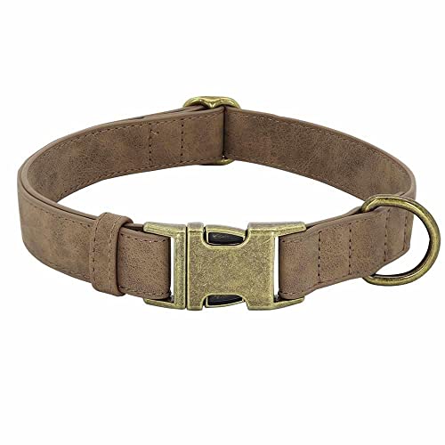 Edles Hundehalsband im Vintagelook mit Messingschnalle und kostenloser Gravur Name und Telefon Kaffeebraun/XS 20-32cm von mypfote.com