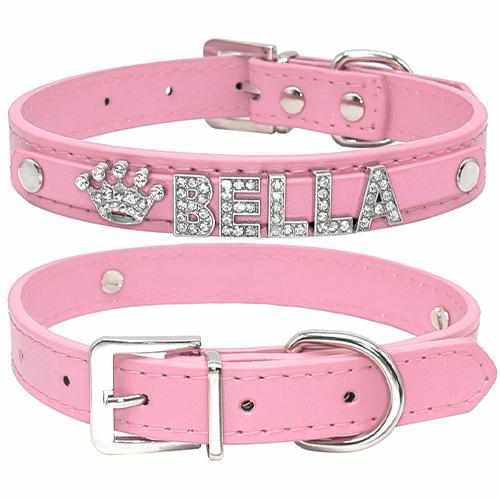 Edles Hundehalsband personalisiert mit Glitzersteinen + Symbol L 36-46cm / Rosa von mypfote.com