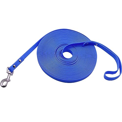 Hundetrainingsleine, wasserdicht, Lange Hundeleine, TPU-Material ist leicht zu reinigen, 3 m, 3,5 m, 33 m, 15 m, ideal für Rückruftraining, Schwimmen, Outdoor, Strand, Rasen, Hof (blau, 3 m) von myyAA