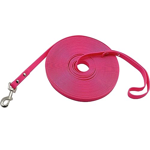 Hundetrainingsleine, wasserdicht, lang, TPU-Material ist leicht zu reinigen, 3 m, 4,5 m, 15 m, 15 m, ideal für Schlepptraining, Schwimmen, draußen, Strandhof (Rosa, 3 m) von myyAA