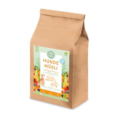 naftie Bio Hundeflocken Hundemüsli Happy Berry - Flocken-Mix für Hunde mit Dinkelflocken Kokosflocken Beeren-Obst und Gemüse - vegan - 3kg von naftie