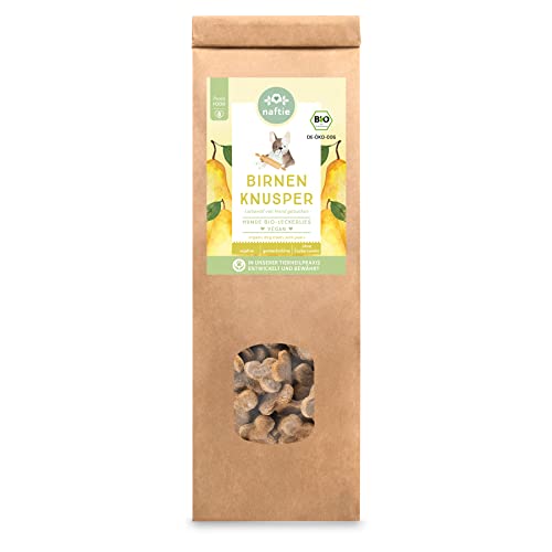 naftie Bio Leckerlies Birnen Knusper Hundekekse - nur für artige Hunde - Hundeleckerli vegan mit Dinkelvollkornmehl - handgebacken - 150g von naftie