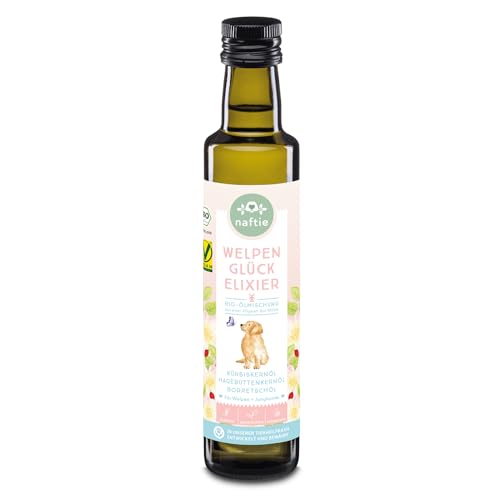 naftie Bio Welpenöl Welpenglück - Öl Mix für Welpen & Junior-Hunde - Futteröl Ölmischung - Nahrungsergänzung Futterzusatz - 250ml von naftie