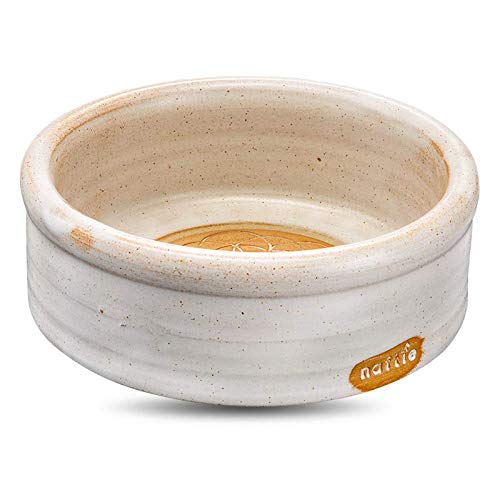 naftie hochwertiger Keramiknapf Mandala Sand weiß - Hunde-Napf & Katzen-Napf Keramik - rund, handgetöpfert - L - ca. 7cm hoch, 1 Liter, 20-21cm von naftie