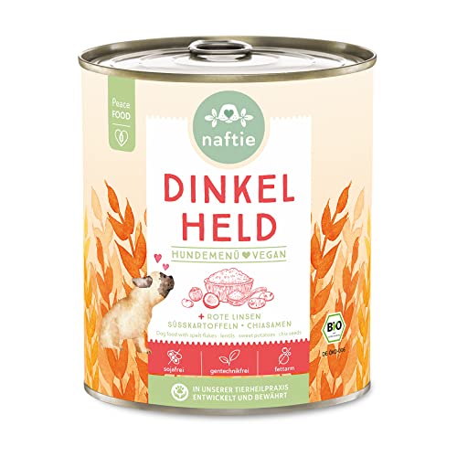 naftie veganes Hundefutter Bio Dinkel Held - Nassfutter Menü mit Dinkelflocken - purinarm - Diät-Futter - 800g von naftie